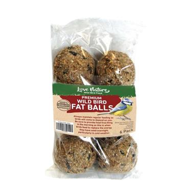 Love Nature Bird Feed Bag Of 6 Suet Fat Balls