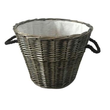 Wicker Basket Round Grey