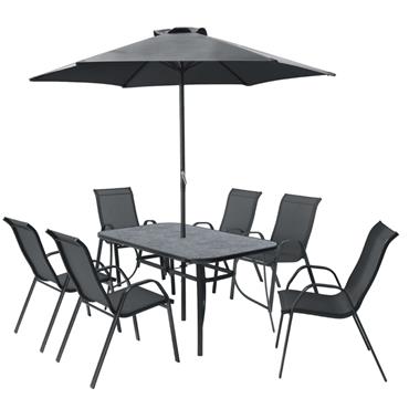 Amora 6 Seater Dining Set With Parasol