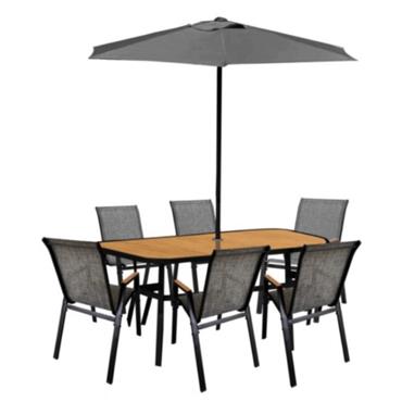 Amora 6 Seater Dining Set With Parasol