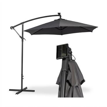 3 Metre Over Hanging  Solar Led Parasol  Grey