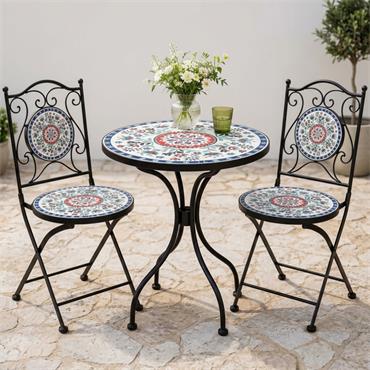 Lisbon Mosaic Bistro Set 2 Chairs And Table
