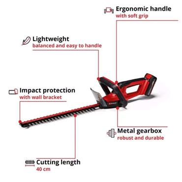 Einhell 18v 40cm Hedge Trimmer Kit 2.5 Ah Batt