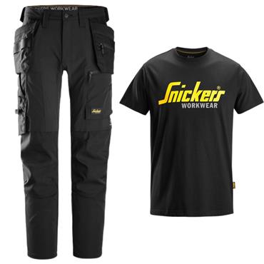 Snickers 6218 AllroundWork 4 Way Stretch Trousers With Free Tee Shirt 
