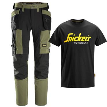 Snickers 6218 AllroundWork 4 Way Stretch Trousers With Free Tee Shirt 