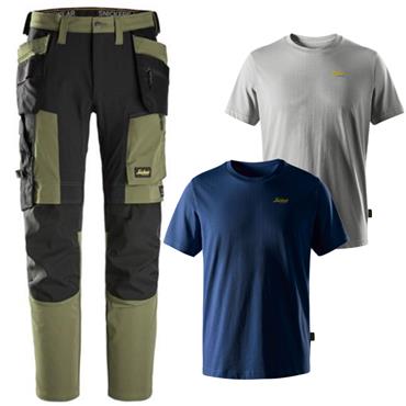 Snickers 6218 AllroundWork 4 Way Stretch Trousers With Free Twin Pack Of Tee Shirts