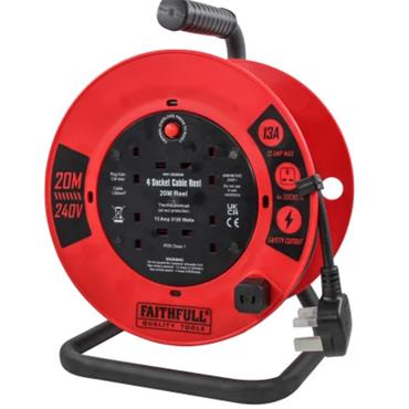 Faithfull 20m 13a Cable Reel