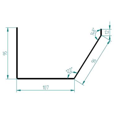 4" X 16' X 20g Galvd Bevel Gutter