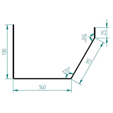 6" X 16' Galvd Bevel Gutter