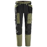 Snickers 6218 AllroundWork 4 Way Stretch Trousers Holster Pockets Khaki Green / Black