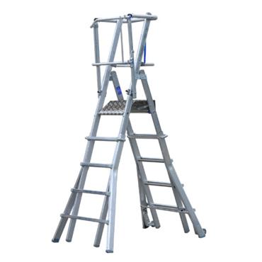 Aluminium Adjustable Height Podium Ladder 1.36 To 2.14 Metres