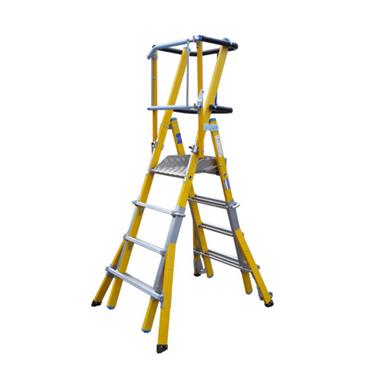 Fibreglass Adjustable Height Podium Ladder 1.64 To 2.36 Metres