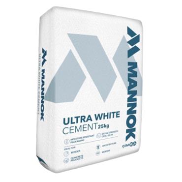 Mannock Ultra White Cement 25kg Bag