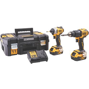 Dewalt 18 Volt Combi & Impact Drill Twin Pack 2 x 5Ah Batteries