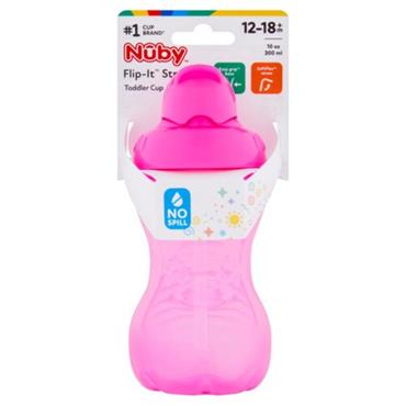 NUBY FLIP IT STRAW TODDLER CUP 12-18M (COLOUR MAY VARY)