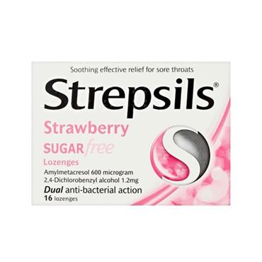 strepsils Strawberry Sugar Free Lozenge 16's