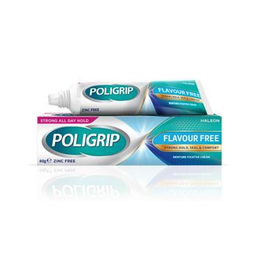 POLIGRIP FLAVOUR FREE DENTURE FIXATIVE CREAM 40G