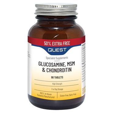 QUEST GLUCOSAMINE MSM AND CHONDROITIN TABLETS 60 + 30 free 