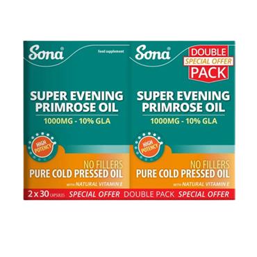 Sona Super Evening Primrose Oil 1000mg Double Pack 30 Capsules