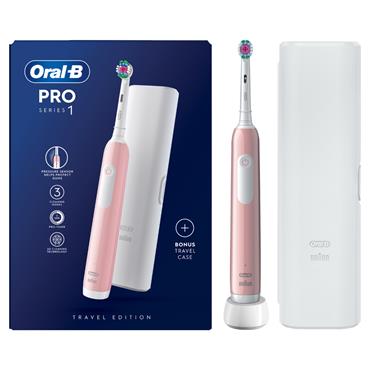 Oral-B Pro Series 1 Pink Electric Brush +Travel Case