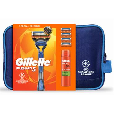 Gillette Fusion5 Razor, 4 Blades & Shave Gel Washbag