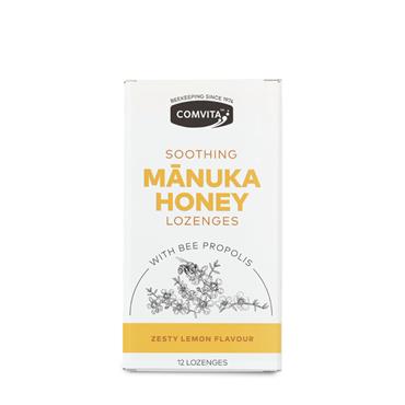Comvita Soothing Manuka Honey Lozenges Zesty Lemon Flavour 12 Pack