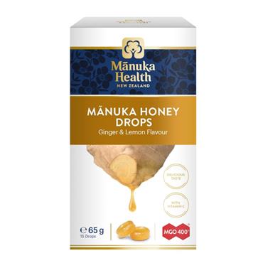 Manuka Health Manuka Honey Drops Ginger & Lemon Flavour 15 Drops