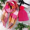 LADIES SCARF & HAT SET  ROSE RED