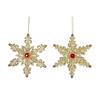 GISELA GRAHAM GOLD SPARKLING SNOWFLAKE W RED JEWEL