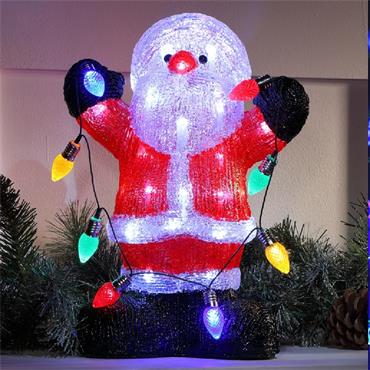 NOMA 35CM ACRYLIC SANTA WITH LIGHT STRING
