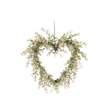FLORALSILK BERRY HEART WREATH 43CM