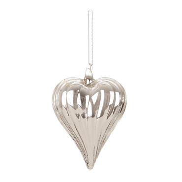 PREMIER SILVER GLASS HEART BAUBLE