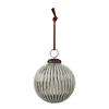 PREMIER WHITE/SILVER RIBBED 100MM BAUBLE
