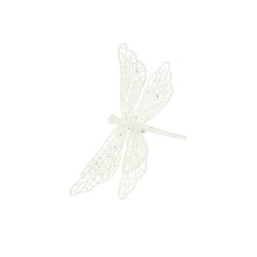 FLORALSILK DRAGONFLY W/CLIP WHITE 17CM