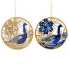 GISELA GRAHAM WOOD DISC BLUE/GOLD - 2  ASSORTED