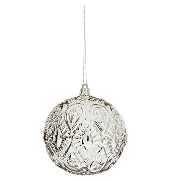 PREMIER DECORATIONS SILVER BRANCH BAUBLE 10CM