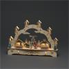 KONSTSMIDE WOODEN SILHOUETTE 2 HOUSES & BOY B/O