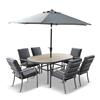 MONZA 6 SEAT SET W HIGH ARMCHAIRS AND PARASOL