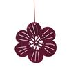 FESTIVE HANGING BURGUNDY WOODEN 6 PETAL FLOWER HEAD