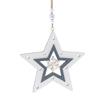 FESTIVE HANGING WHITE/BLUE WOOD STAR 12CM