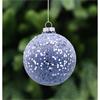 FESTIVE BLUE GLITTER ENCRUSTED GLASS BALL 8CM