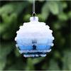 FESTIVE SHINY BLUE / WHITE GLASS BALL 8CM