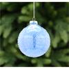 FESTIVE BLUE IRIDESCENT ENCRUSTED GLASS BALL 8CM
