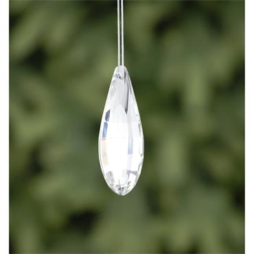 FESTIVE SILVER IRIDESCENT GLASS DROP 7CM