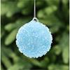 FESTIVE BLUE ICE ENCRUSTED GLASS BALL 8CM