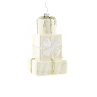 FESTIVE PLASTIC CHAMPAGNE/WHITE STACK OF PRESENTS