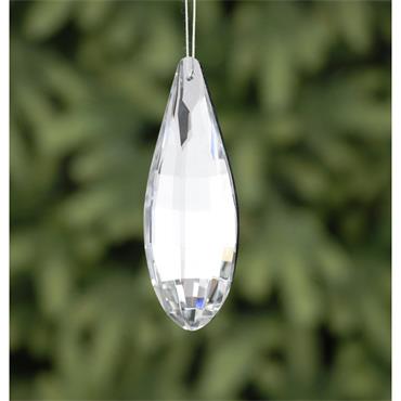 FESTIVE SILVER IRIDESCENT GLASS DROP 12CM
