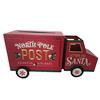 FESTIVE RED/WHITE METAL NORTH POLE POST VAN MONEY BOX
