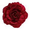 PREMIER DECORATIONS BURGUNDY VELVET GLITTER ROSE CLIP ON 15CM