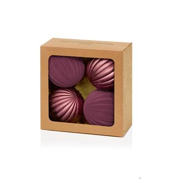 PREMIER DECORATIONS PLUM FLOCK AND MATT PUMPKIN BAUBLES BOXED 80MM